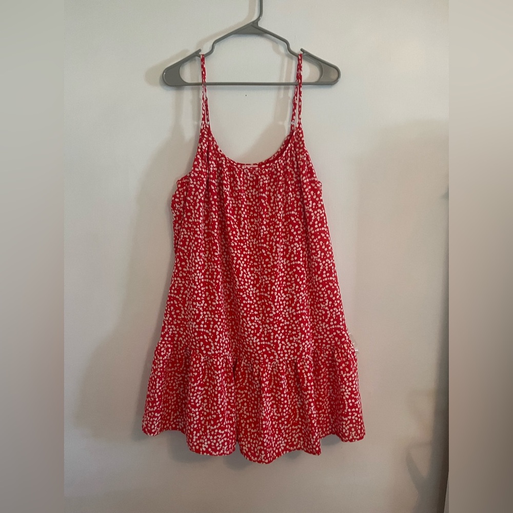 Red floral summer dress